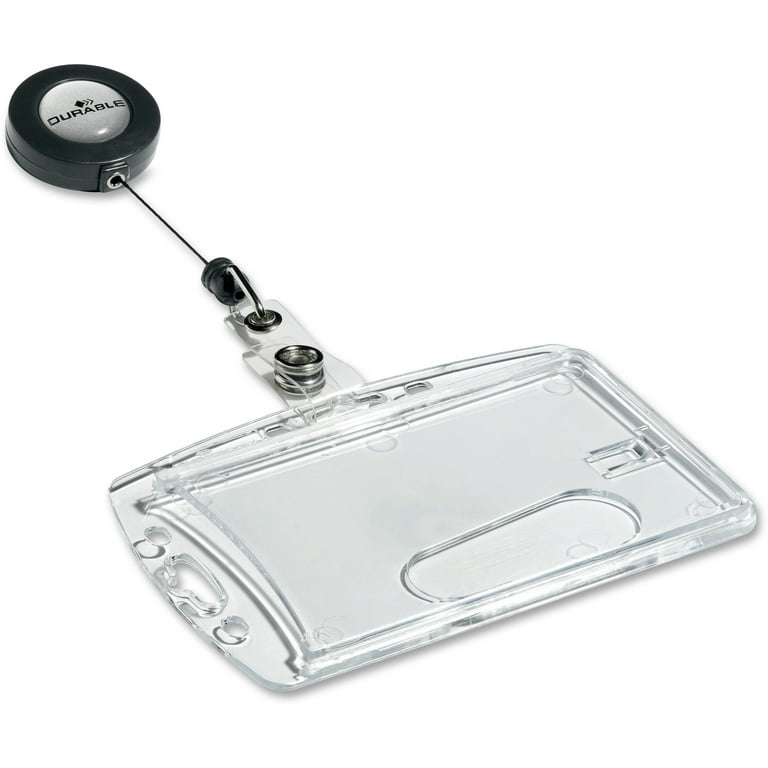 ID/Security Card Holder Set, Vertical/Horizontal, Reel, Clear, 10/Pack