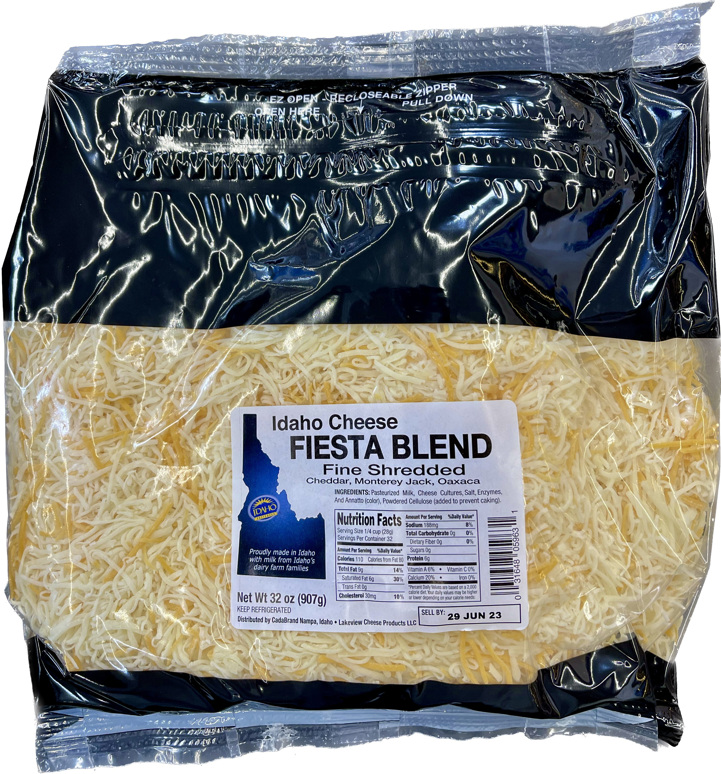 Idaho Cheese Fresh Fiesta Blend Shredded Cheese, 32 oz, Plastic Bag
