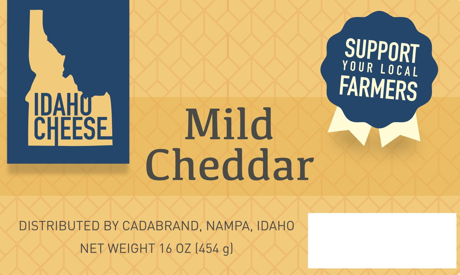 Idaho Cheese Fresh Mild Cheddar Cheese, 16 oz, Plastic Vacuum Sealed