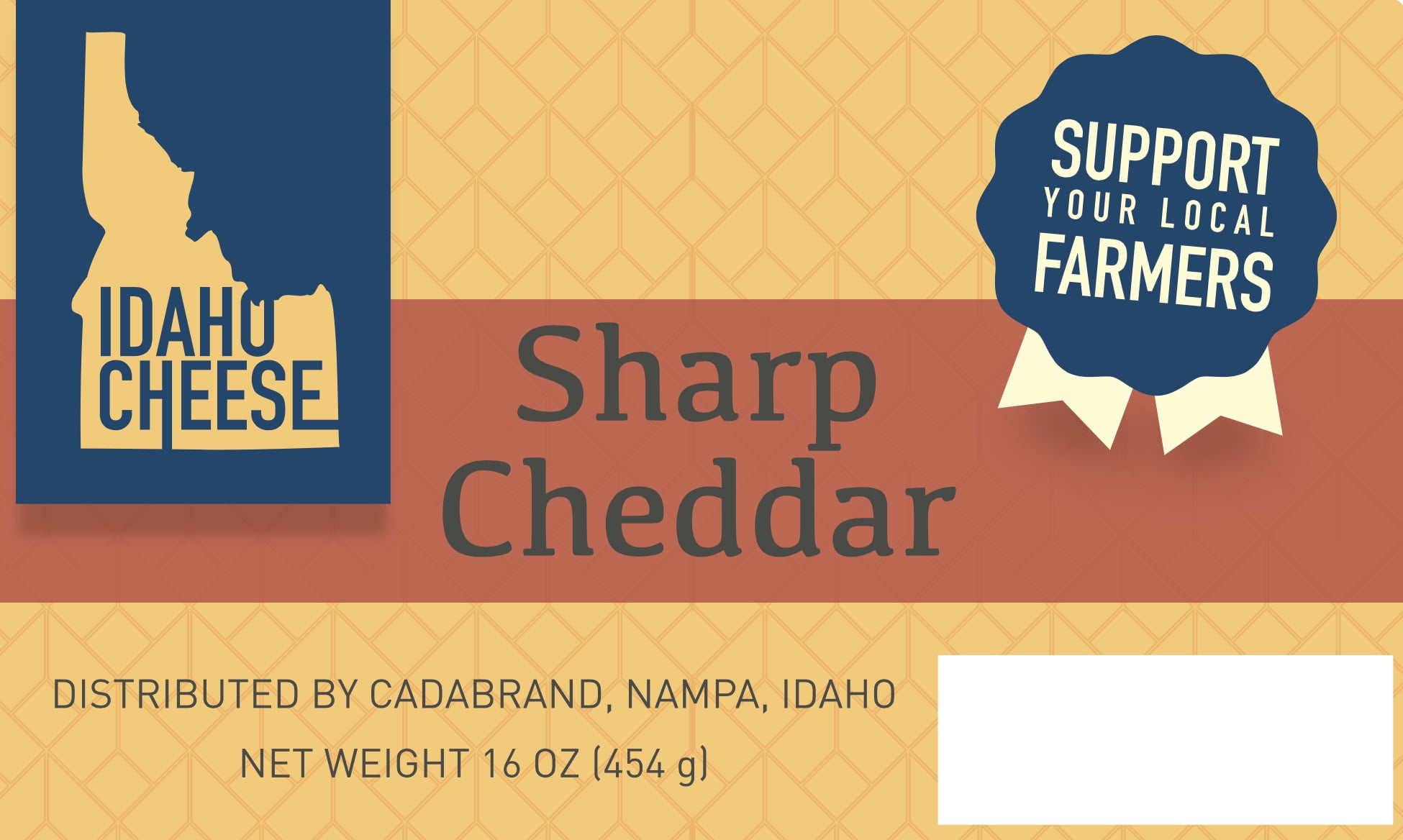 Idaho Cheese Fresh Sharp Cheddar Cheese, 16 oz, Plastic Vacuum Sealed
