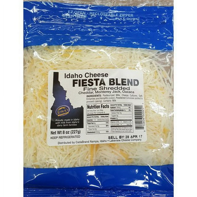 Idaho Cheese Fresh Shredded Fiesta Blend Cheese, 8 oz, Plastic Bag