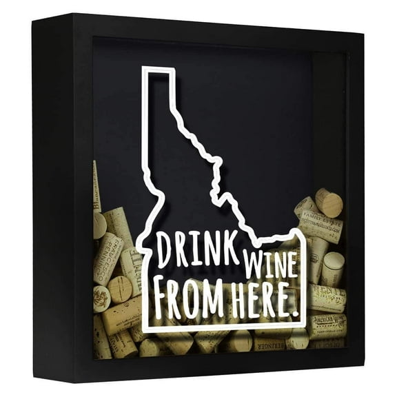 TORCHED Idaho Drink Beer Shadow Box 14" x14" x 5" | Wall Mount Decor Art | Black