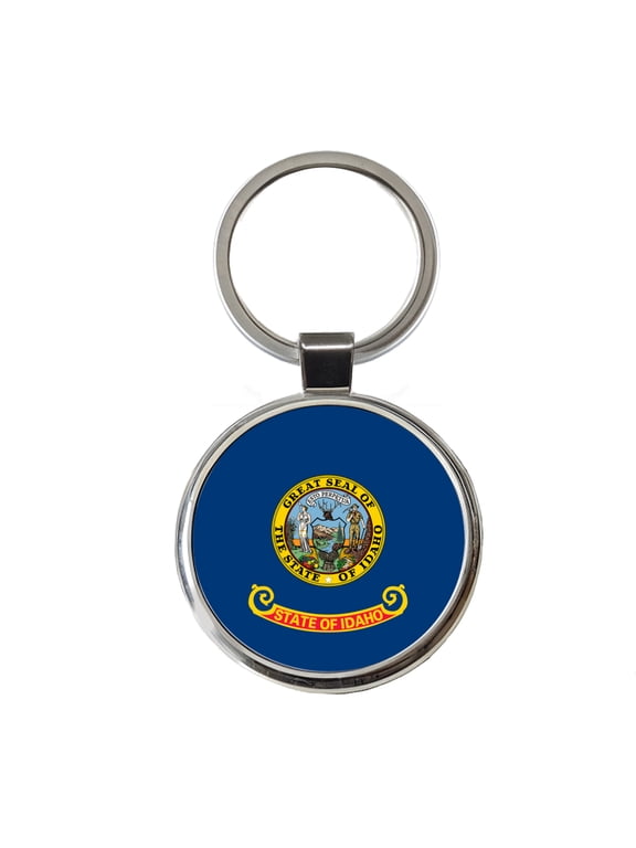 Idaho ID State Flag Metal Round Keychain