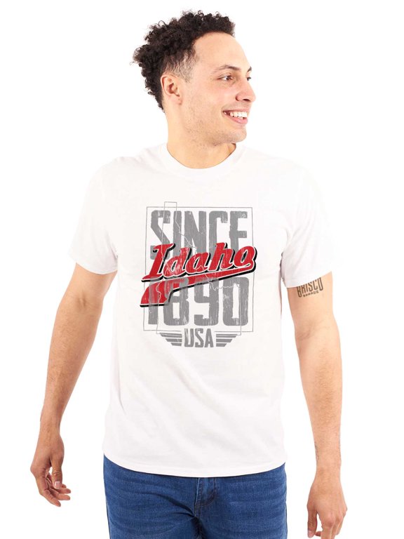 Idaho ID Vintage Athletic Letters Men's Graphic T Shirt Tees Brisco Brands L