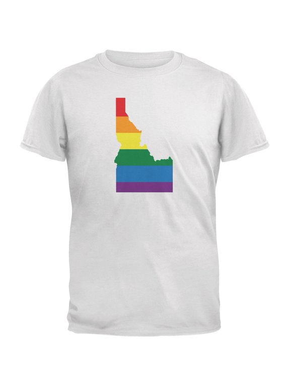 Idaho LGBT Gay Pride Rainbow White Adult T-Shirt - Medium