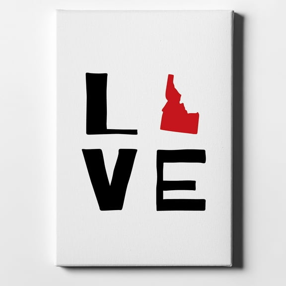 Idaho - Love Black & Red - 11" x 14" - Decorative Canvas Wall Art - White Edge - 5/8" Gallery Wrapped