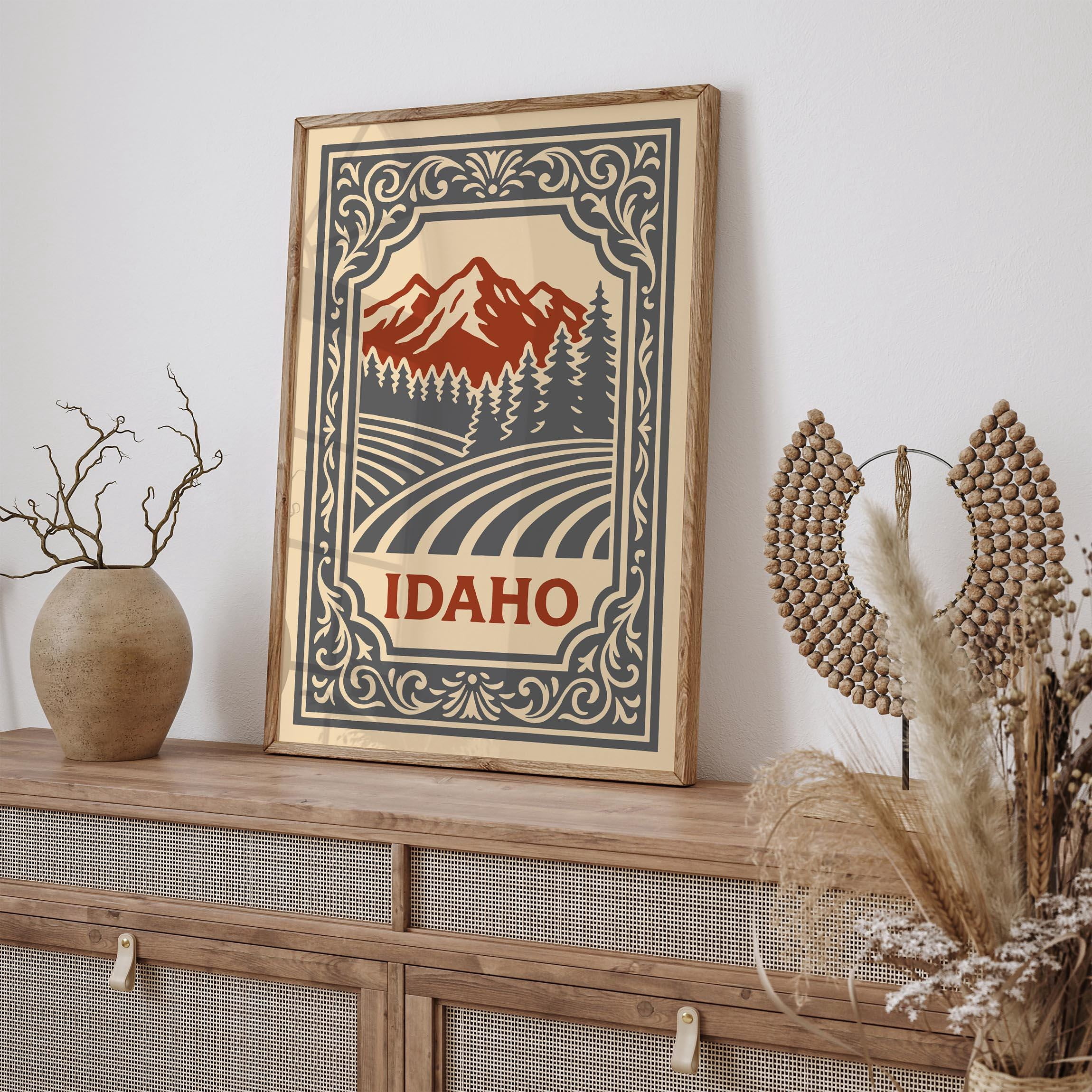 Rustic Posterboard Idaho Mountains Poster Retro Landscape Poster For Rustic Wall Decor ...