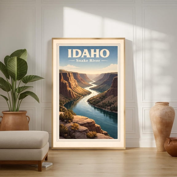 Idaho Snake River Canyon Vintage Travel Wall Art Unframed Paper Print