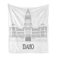 thumbnail image 1 of Idaho Soft Flannel Fleece Blanket, Idahoan State Capitol Monochrome Architectural Building Sketch Illustration, Cozy Plush for Indoor and Outdoor Use, 70" x 90", Charcoal Grey White, by Ambesonne, 1 of 5