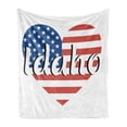 thumbnail image 1 of Idaho Soft Flannel Fleece Throw Blanket, Flag Pattern in Heart Shape State Name on Plain Background, Cozy Plush for Indoor and Outdoor Use, 50" x 60", Dark Blue Dark Salmon, by Ambesonne, 1 of 5