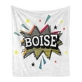 thumbnail image 1 of Idaho Soft Flannel Fleece Throw Blanket, Pattern of Boise City Name Colorful Stars Pop Art Illustration on Plain Background, Cozy Plush for Indoor and Outdoor Use, 70" x 90", Multicolor, by Ambesonne, 1 of 5