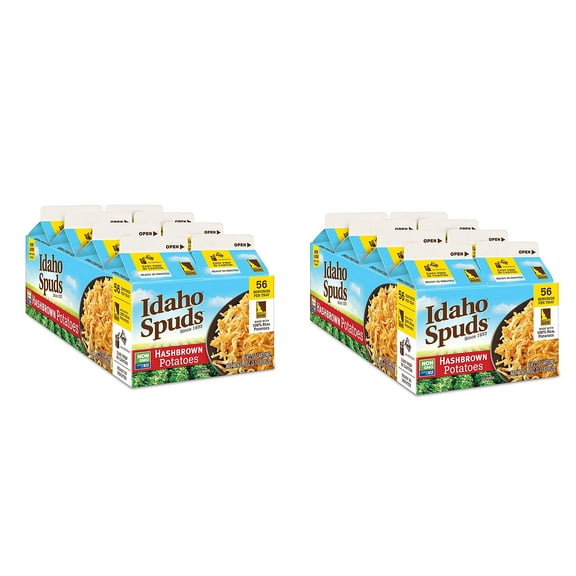 Idaho Spuds Premium Hashbrown Potatoes 4.2 KKS1oz, 8 Pack, Made from 100 Potatoes No Artificial Colors or Flavors NonGMO Certified Gluten Free Koshe, 33.6 Ounce (Two Pack)