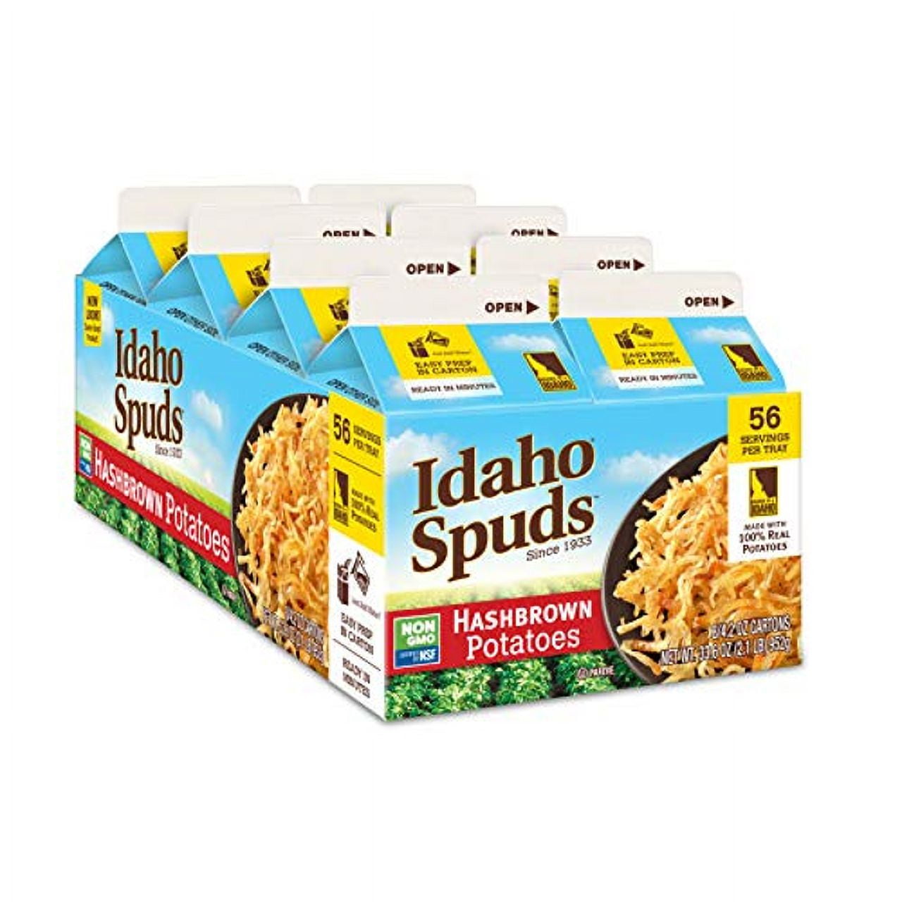 Idaho Spuds Premium Hashbrown Potatoes, 8 Pack, 4.2 oz, Gluten-Free, Non-GMO