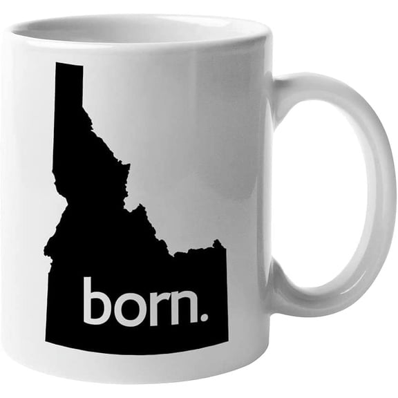 Idaho State Born & ID USA Map Outline, US Citizen Coffee & Tea Mug Cup (11oz)