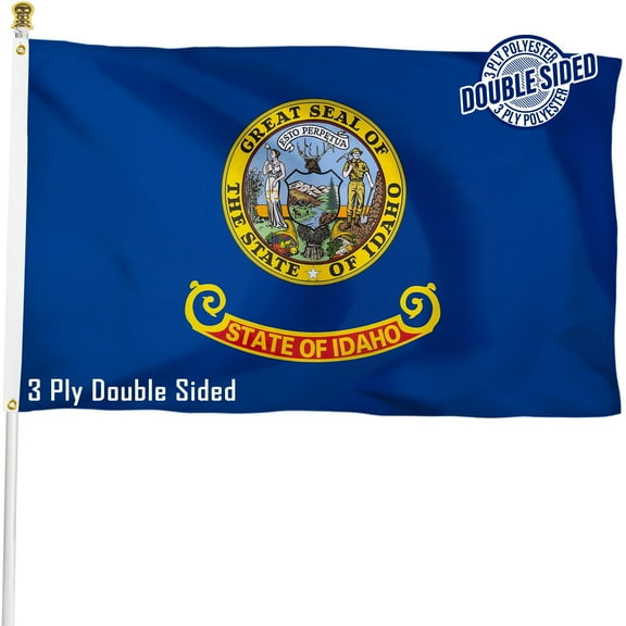 Idaho State Flag 3x5 ft, 3 Ply Double Sided Polyester ID Flag with Vibrant Print/4 Rows Hemming/Brass Grommets