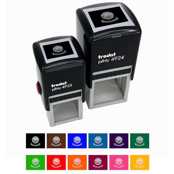 Idaho State Flag Self-Inking Rubber Stamp Ink Stamper - Purple Ink - Small 1 Inch