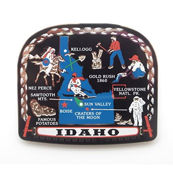 Idaho State Landmarks Brass Magnet
