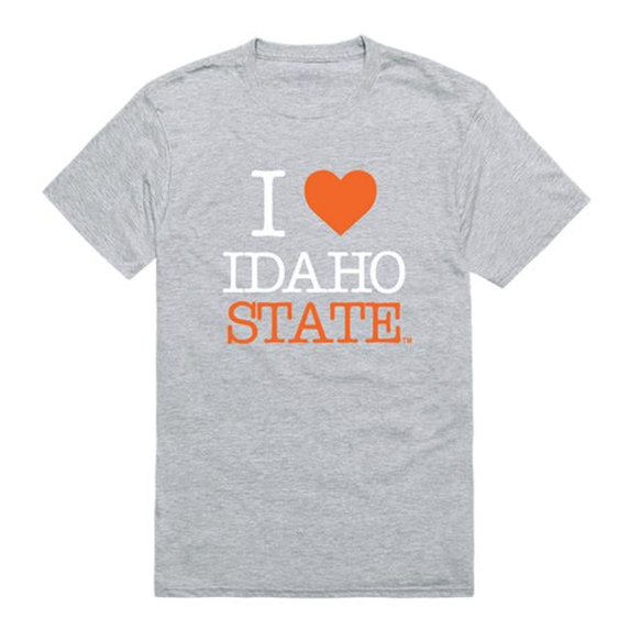 Idaho State University I Love T-Shirt, Heather Grey - Medium