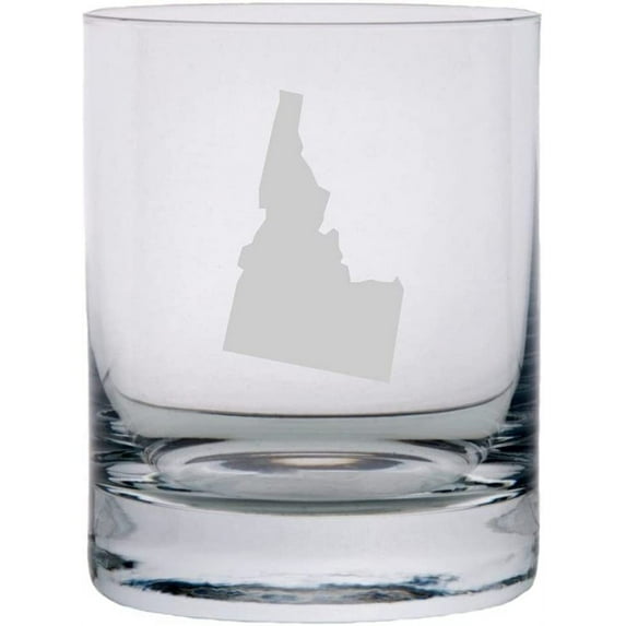 Idaho States Etched 10.25oz Crystal Rocks Whisky Glass