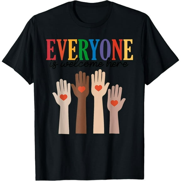 Idaho Teacher Everyone Is Welcome Here Fist Hand Support T-Shirt100% cotton