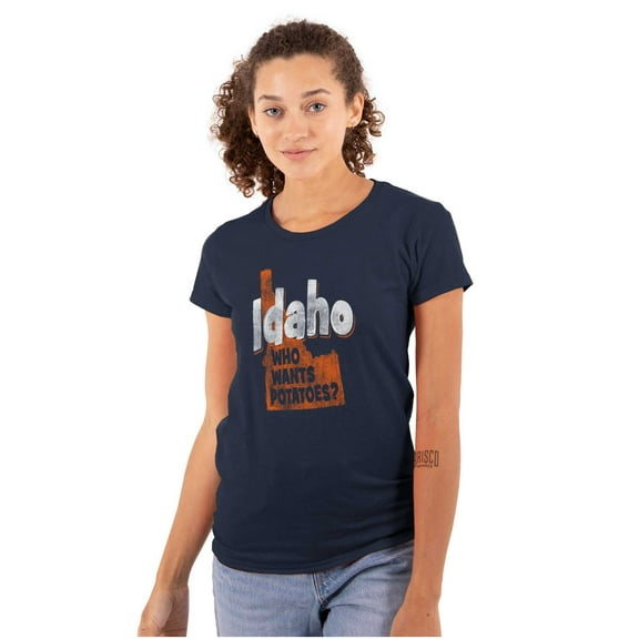 Idaho Who Wants Potatoes Hilarious Womens Slim Fit Graphic Tee Brisco Brands S