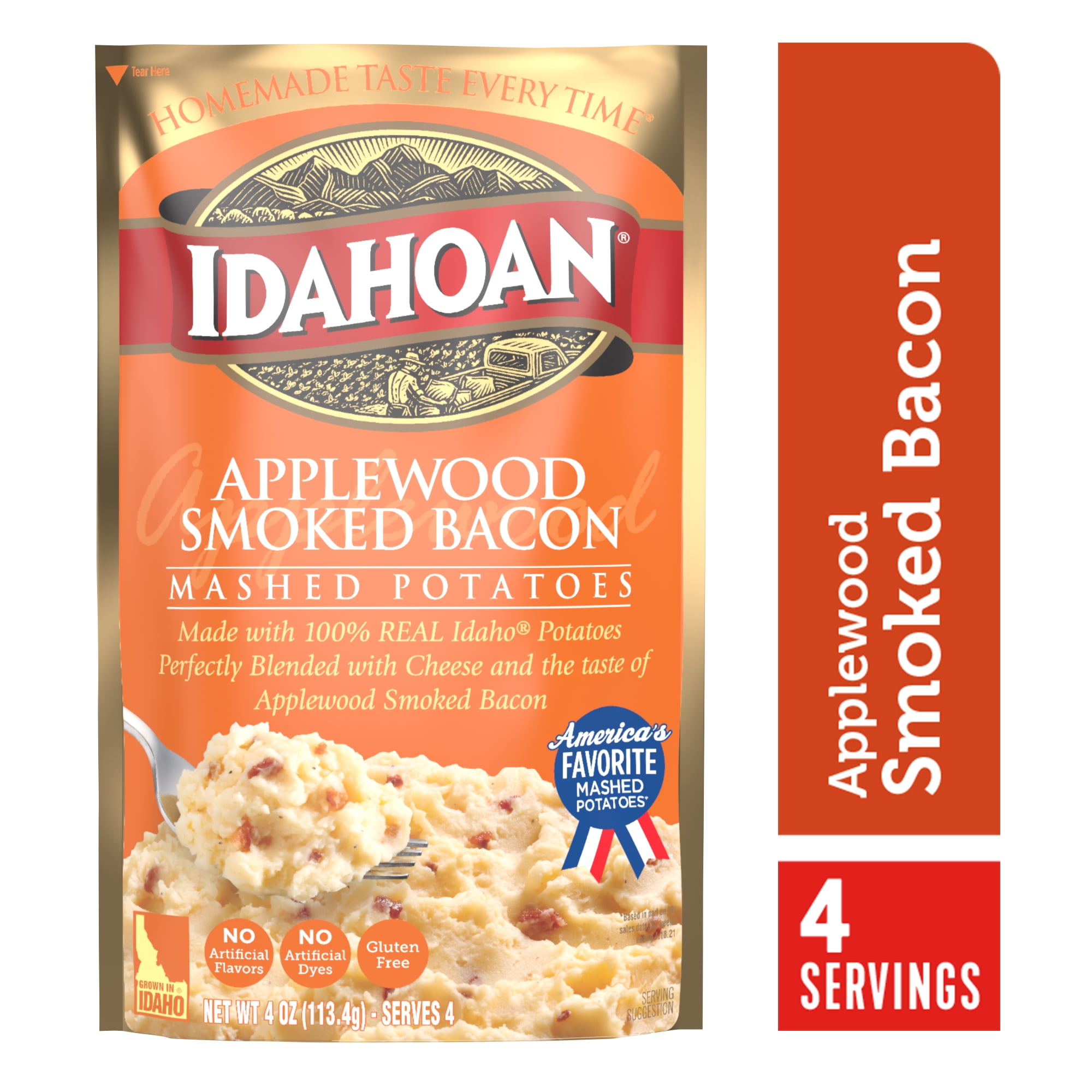 Idahoan Applewood Smoked Bacon Mashed Potatoes, 4 oz Pouch