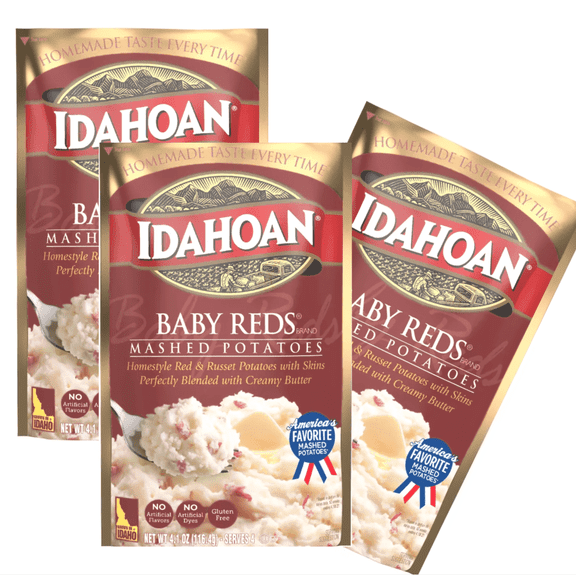 Idahoan Baby Reds Mashed Potatoes, 4.1 oz Pouch Pack of 3