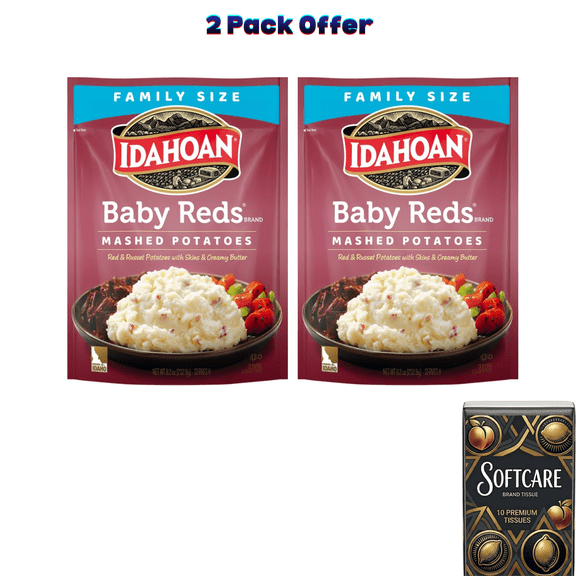 Idahoan Baby Reds Mashed Potatoes Family Size, 8 oz  ( Include One Tissue Pack )