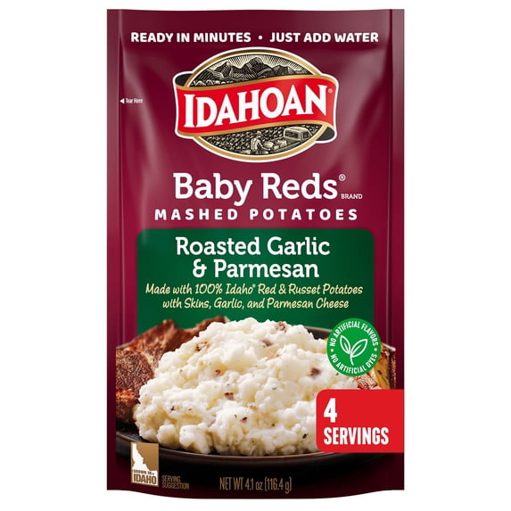 Idahoan Baby Reds w/ Roasted Garlic & Parm Mashed Potatoes, 4.1 oz Pouch