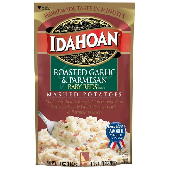 Idahoan Baby Reds with Roasted Garlic & Parmesan Mashed Potatoes 4.1 oz (Pack of 2)
