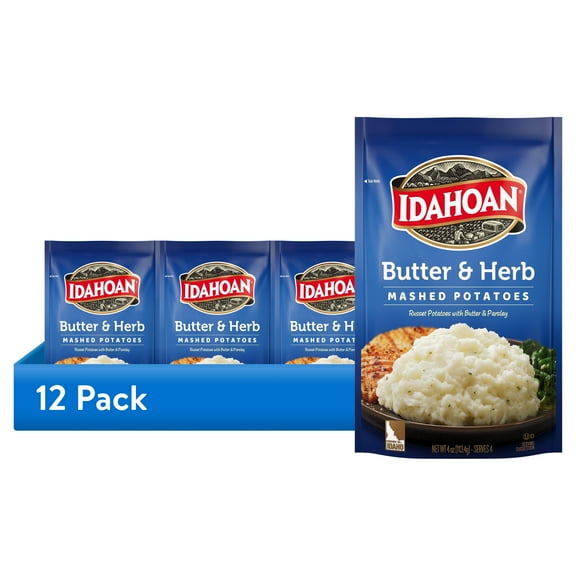 (12 pack) Idahoan Butter & Herb Mashed Potatoes Side Dish, 4 oz