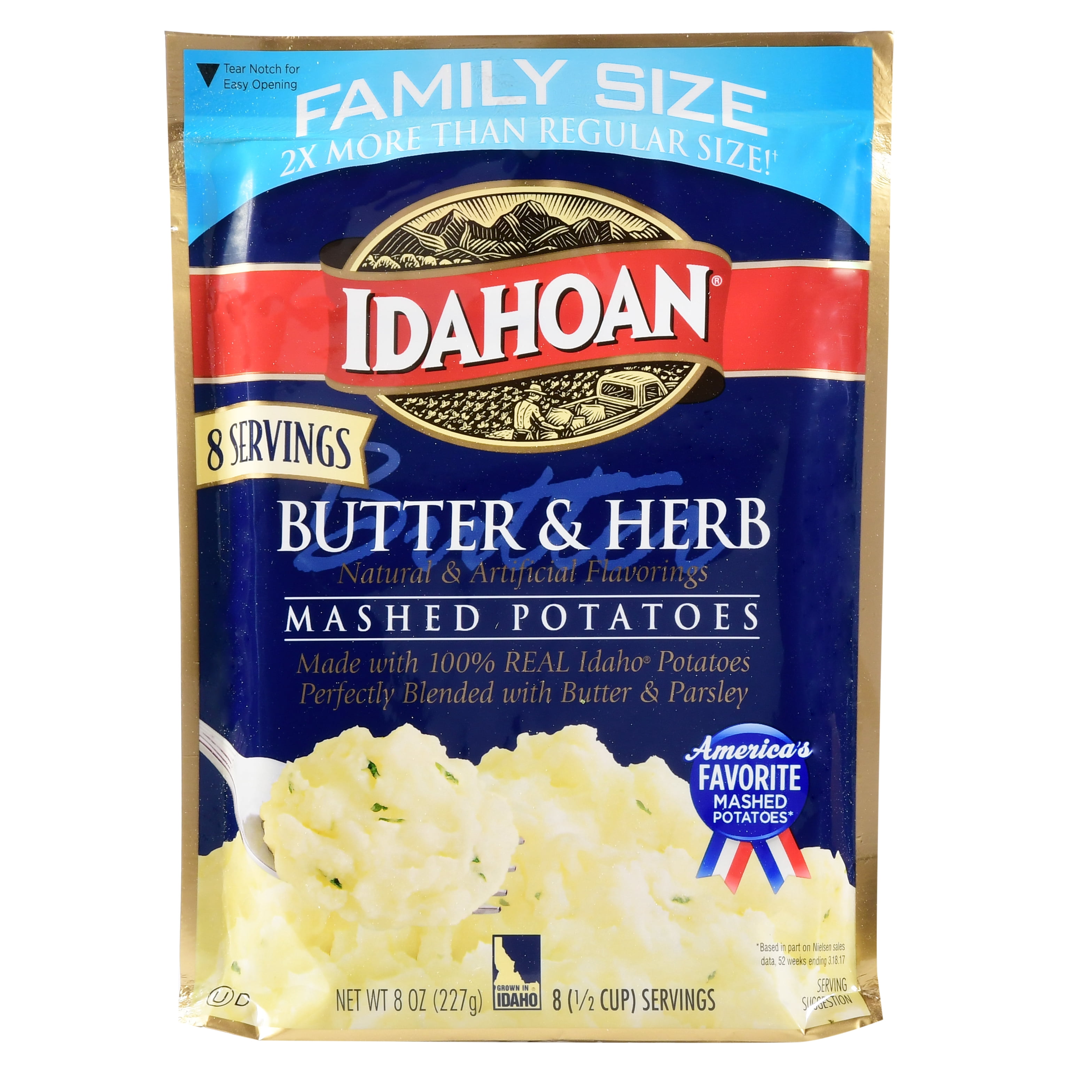 Idahoan Butter & Herb Mashed Potatoes - Family Size (Pack of 32)