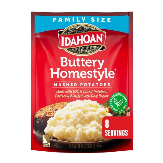 Idahoan Buttery Homestyle Mashed Potatoes Family Size, 8 oz Pouch