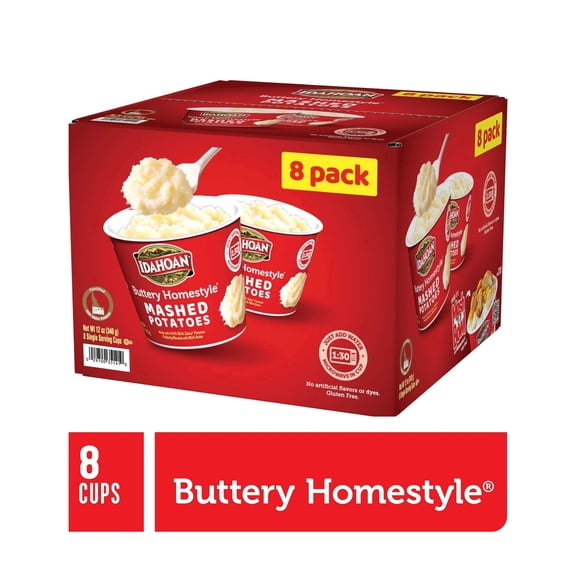 Idahoan Buttery Homestyle Mashed Potato Cups, 1.5 oz, 8 Count