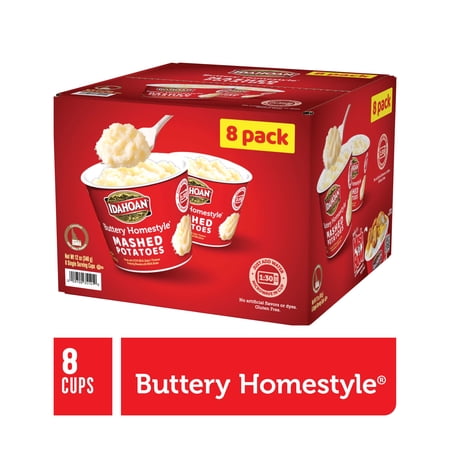 Idahoan Buttery Homestyle Mashed Potato Cups, 1.5 oz, 8 Count