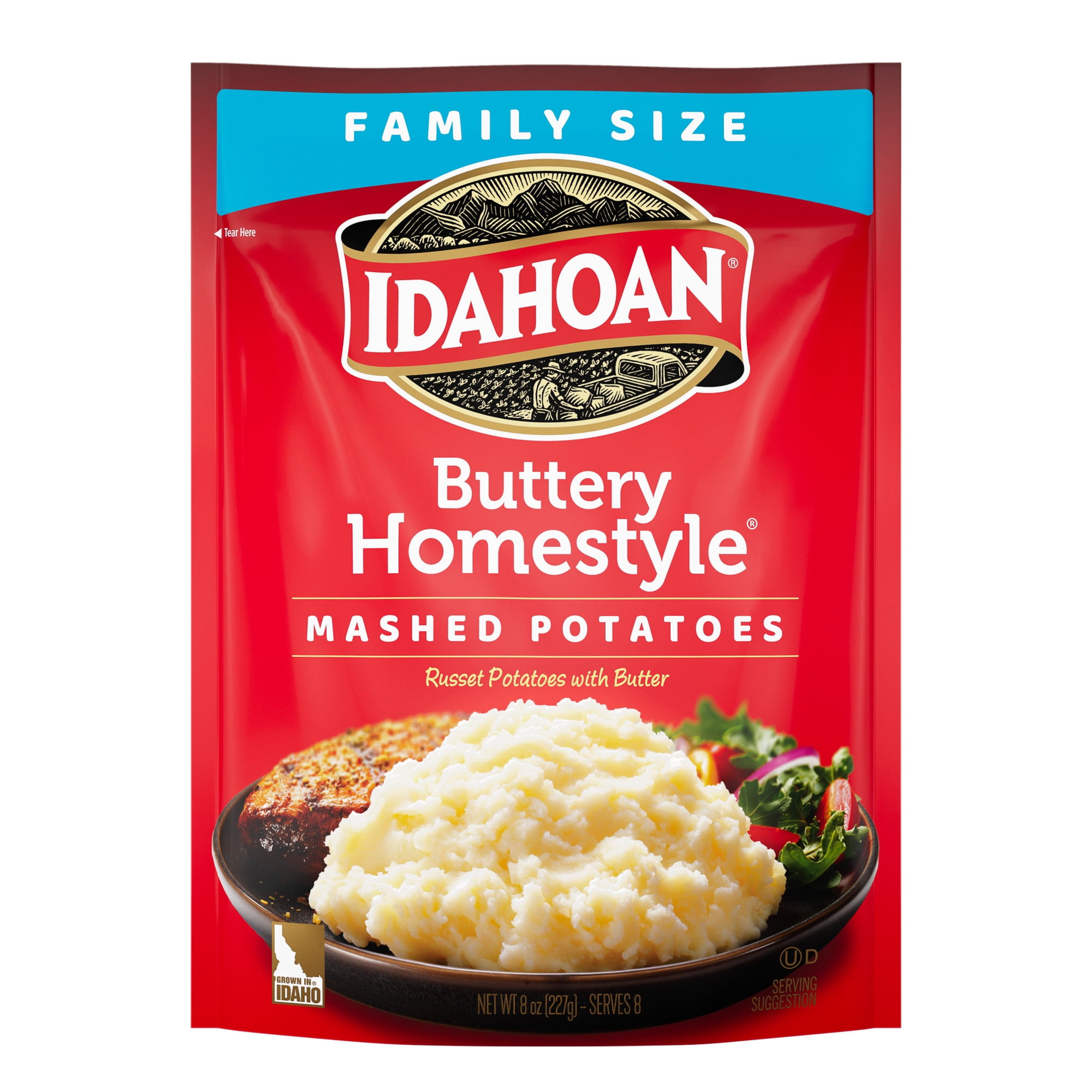 (8 pack) Idahoan Buttery Homestyle Mashed Potatoes Family Size Pantry Food, 8 oz