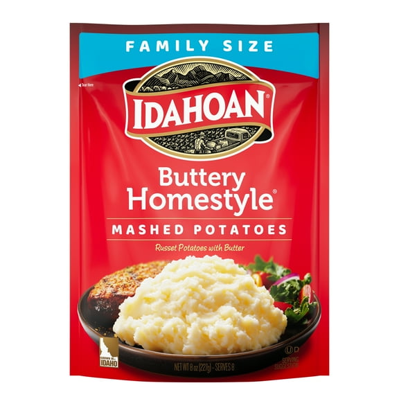 (8 pack) Idahoan Buttery Homestyle Mashed Potatoes Family Size Pantry Food, 8 oz