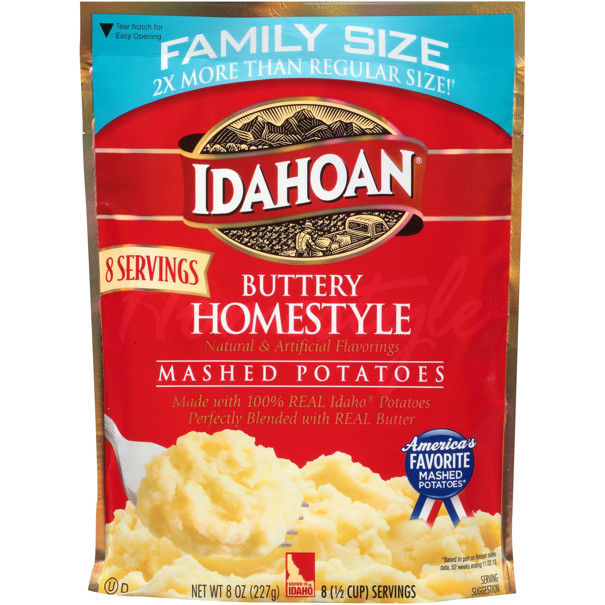 Idahoan Buttery Homestyle Mashed Potatoes Family Size 8 oz. (Pack of 4)