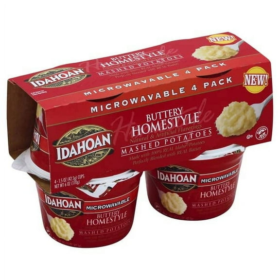 Idahoan Buttery Homestyle Microwavable Mashed Potato Cups (Pack of 4)