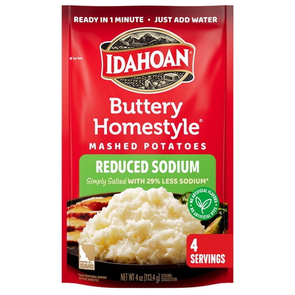 Idahoan Buttery Homestyle Reduced Sodium Potatoes, 4 oz Pouch