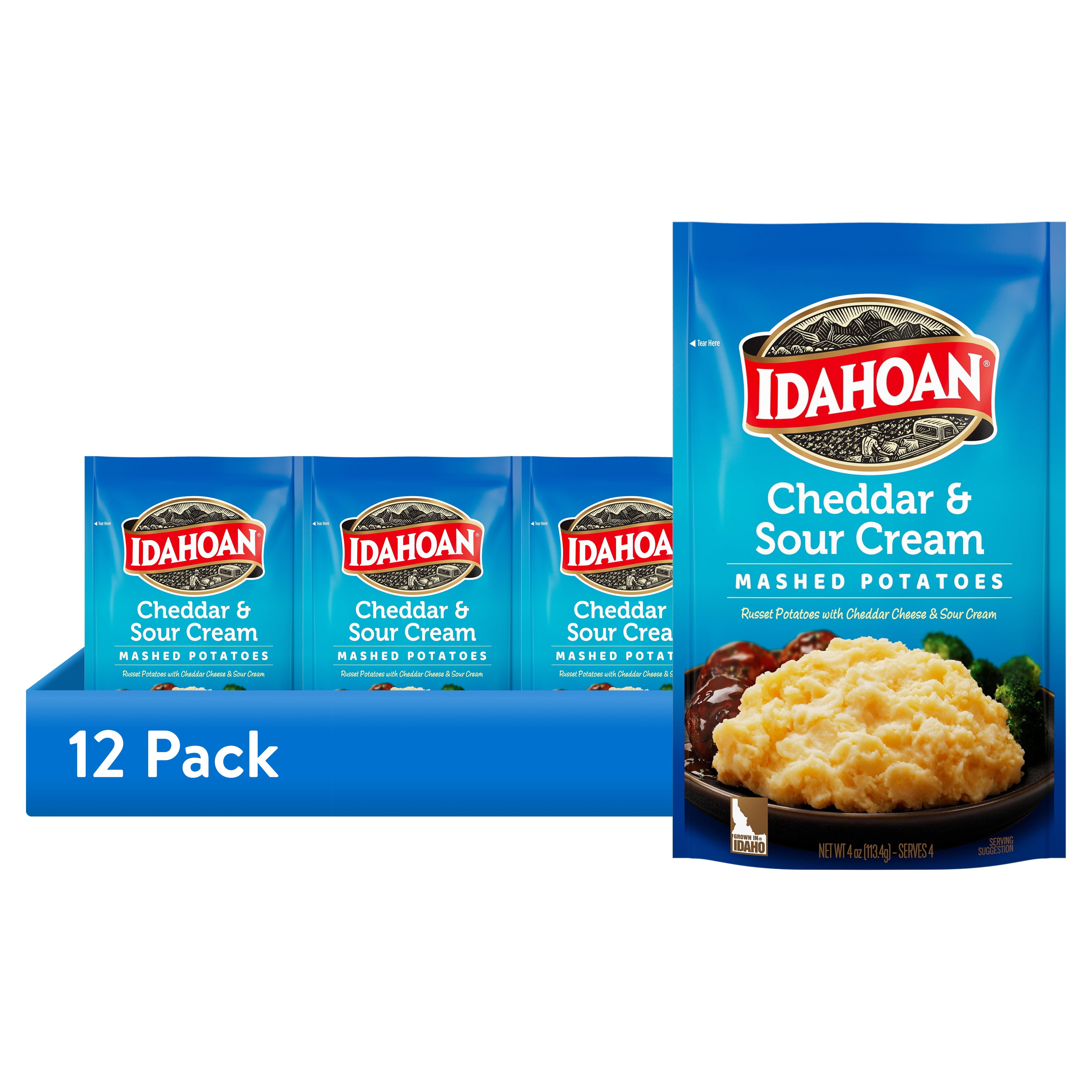 (12 pack) Idahoan Cheddar & Sour Cream Mashed Potatoes Side Dish, 4 oz