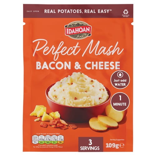Idahoan Cheese & Bacon Mash 109g, British Import (Pack of 2)