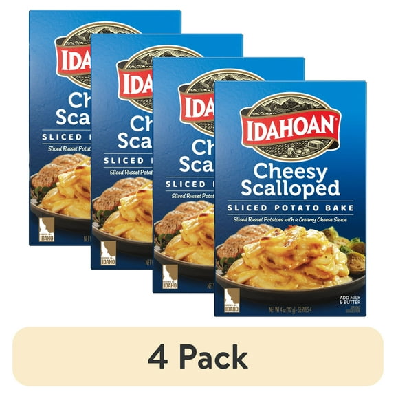 (4 pack) Idahoan Cheesy Scalloped Homestyle Casserole Side Dish, 4 oz
