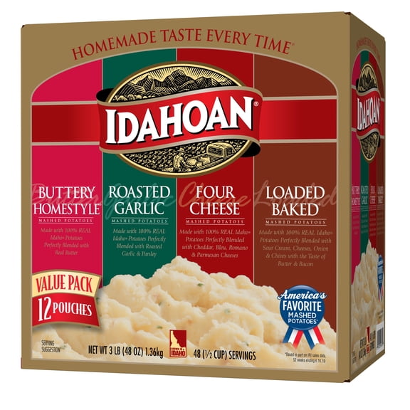 Idahoan Flavored Mashed Variety Pack, 4oz (Pack of 12)