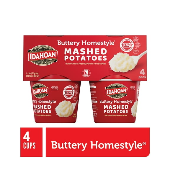 Idahoan Buttery Homestyle Mashed Potatoes Cups, 1.5 oz, 4 Count