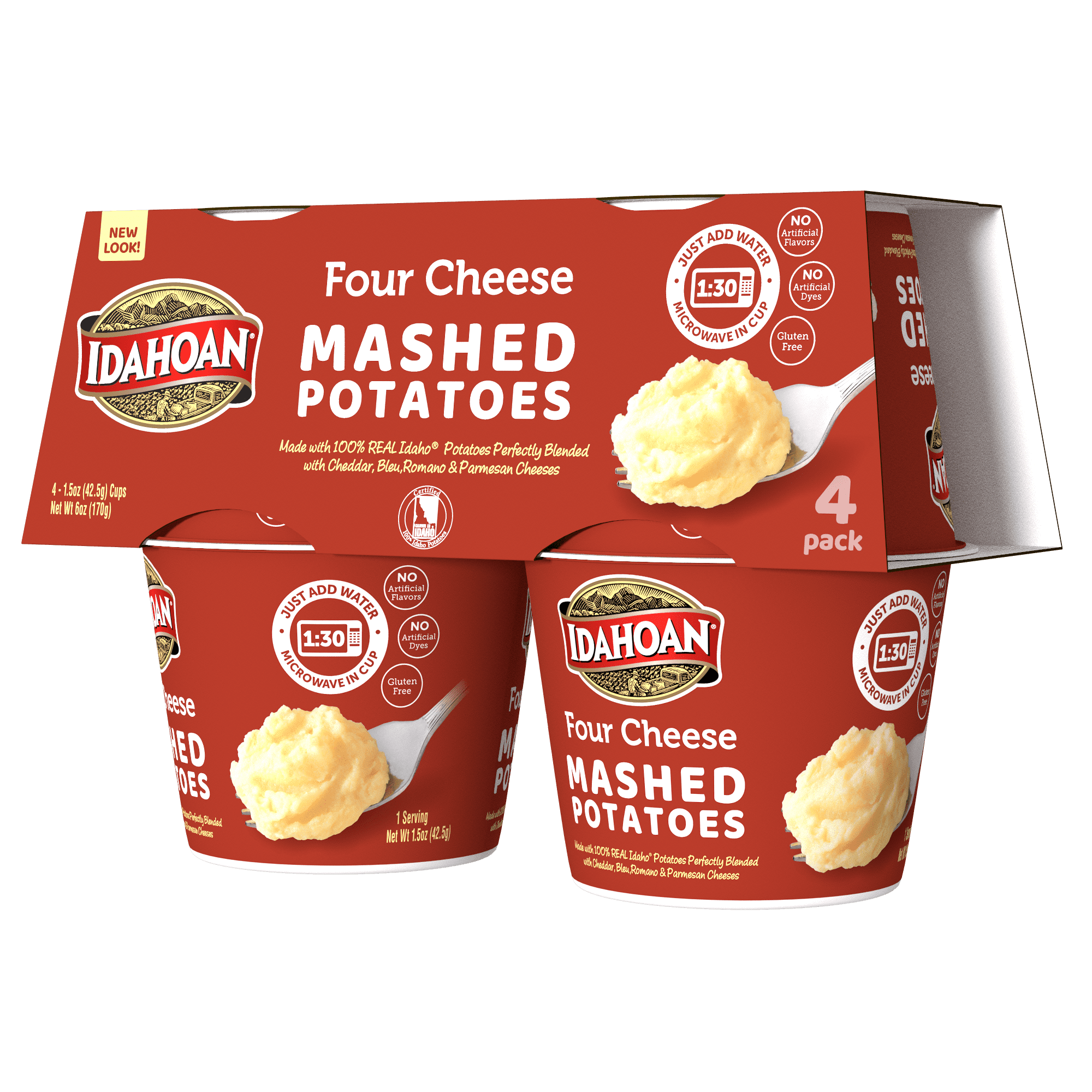 Idahoan Mashed Potatoes, Four Cheese, Family Size - 8 oz