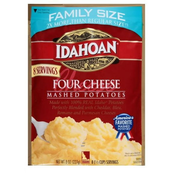 Idahoan Four Cheese Mashed Potatoes Family Size 8 oz. (Pack of 16)