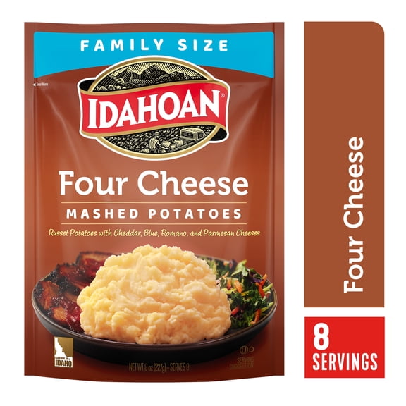 Idahoan Four Cheese Mashed Potatoes Family Size, 8 oz Pouch