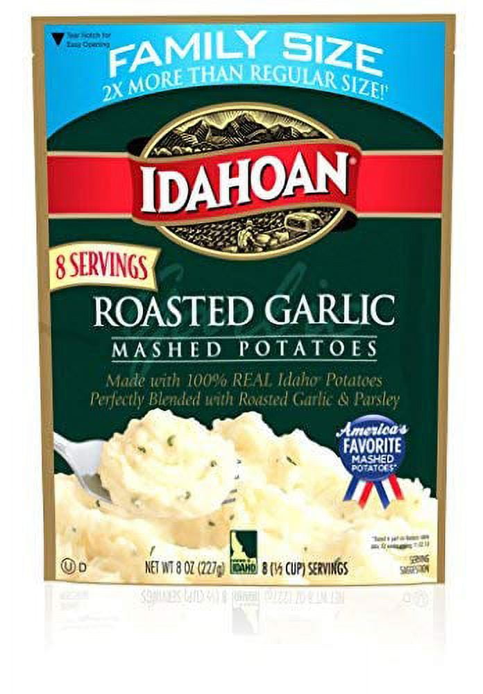 Idahoan Mashed Potatoes, Roasted Garlic, 8 Oz - Set Of 4