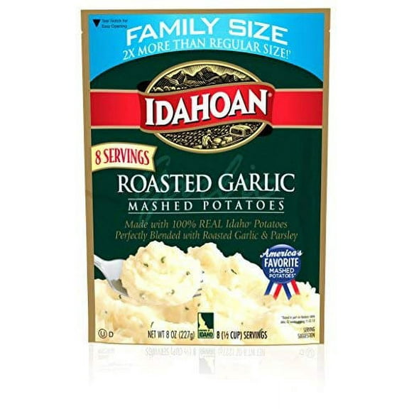 Idahoan Mashed Potatoes, Roasted Garlic, 8 Oz - Set Of 4